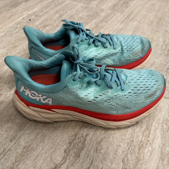 Hoka Shoes - Hoka Clifton 8 Tiffany Green Running Shoes